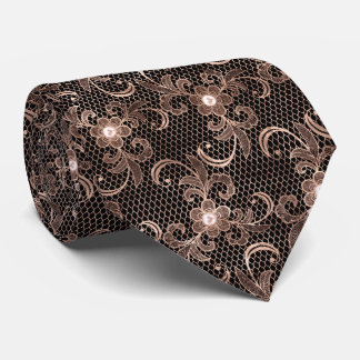 Victorian rose gold black pattern Wedding neck tie