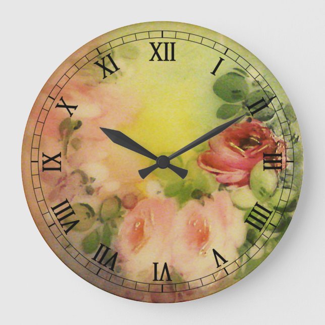 Victorian Roses 1 Large Clock (Front)
