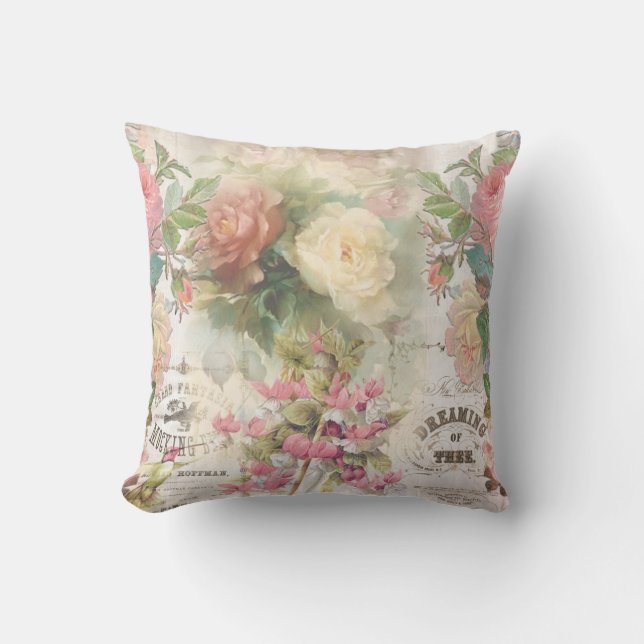 Victorian Roses and Ephemera Cushion (Front)