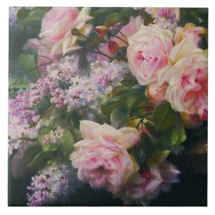 Victorian Roses and Lilacs Ceramic Tile