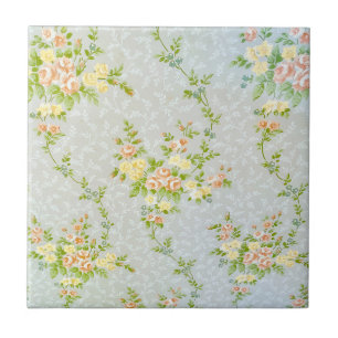 Victorian Roses and Vines Ceramic Tile