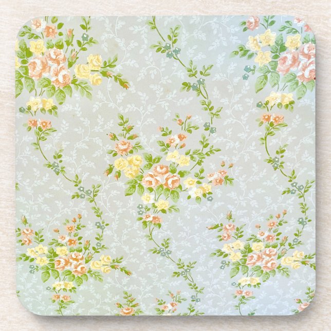 Victorian Roses and Vines Hard Plastic Coasters (Front)