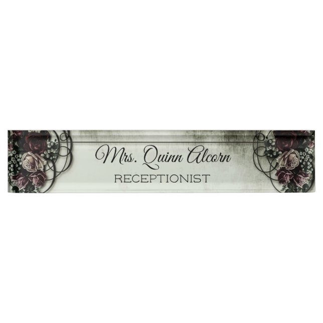 Victorian roses chabby chic name plate (Front)