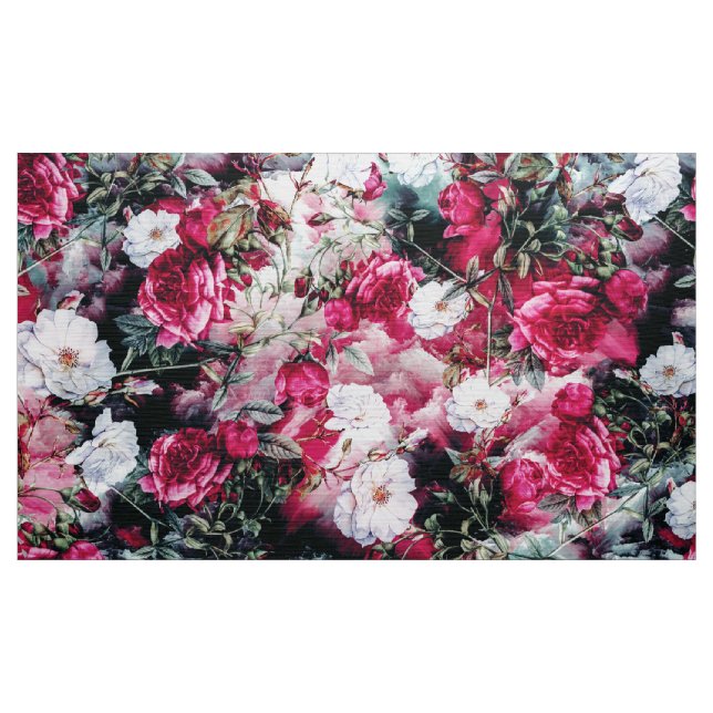 Victorian Roses Floral pink mauve white fabric (Yard)