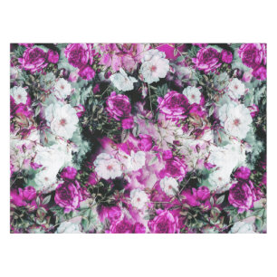 Victorian Roses Floral pink purple white black Tablecloth