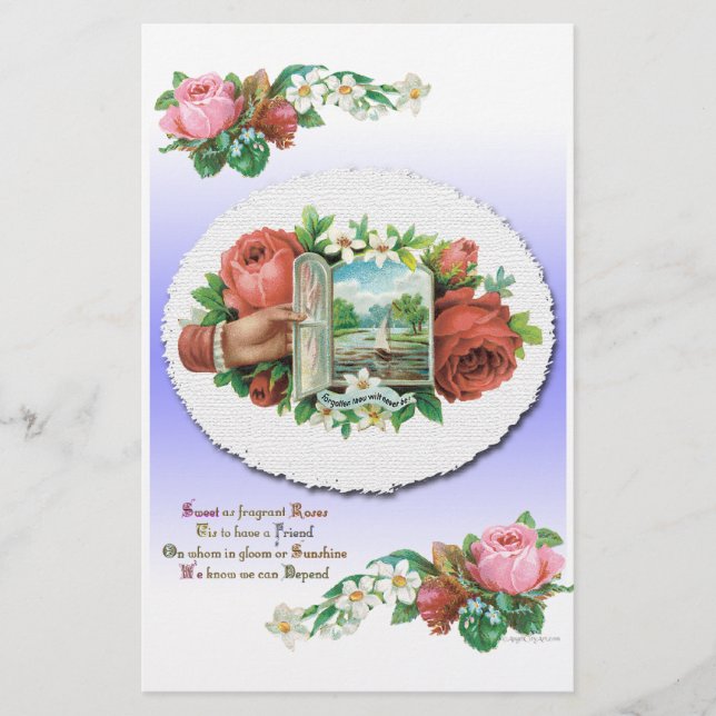 Victorian Roses Floral Scrapbook Paper (Front)