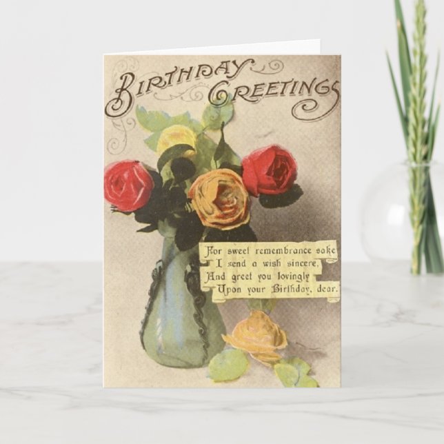 Victorian Roses Loving Birthday Greeting Card (Front)