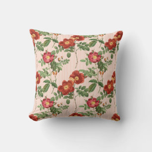 Victorian Roses Pink Stripe Background Cushion