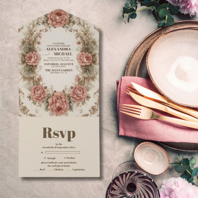 Victorian Royal Elegance Wedding All In One Invitation (Creator Uploaded)