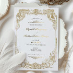 Victorian Royal Elegance Wedding Invitations<br><div class="desc">Step into the world of timeless romance with the Victorian Royal Elegance Wedding Invitation, a perfect announcement for the union. This invitation exudes classical beauty with its ornate golden flourishes and intricate scrollwork that frame the elegant typography. The regal design is reminiscent of a Victorian era ballroom, setting the stage...</div>