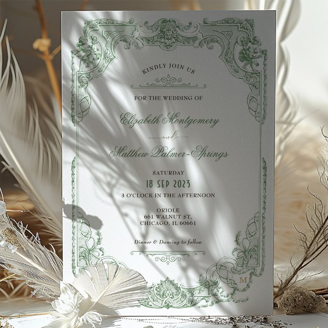 Victorian Royal Sage Green Wedding Invitations (Creator Uploaded)