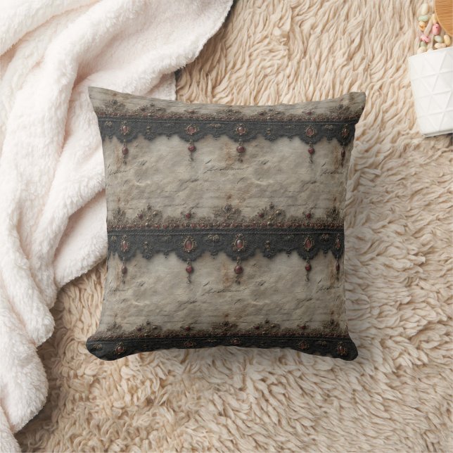 Victorian Ruby Lace Gothic Pattern (1) Cushion (Blanket)