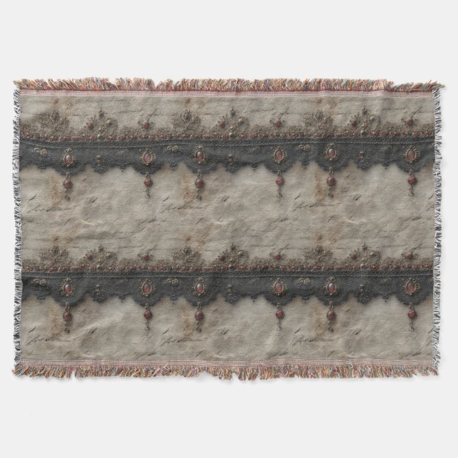 Victorian Ruby Lace Gothic Pattern (1) Throw Blanket (Front)
