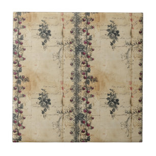 Victorian Ruby Lace Gothic Pattern (2) Ceramic Tile