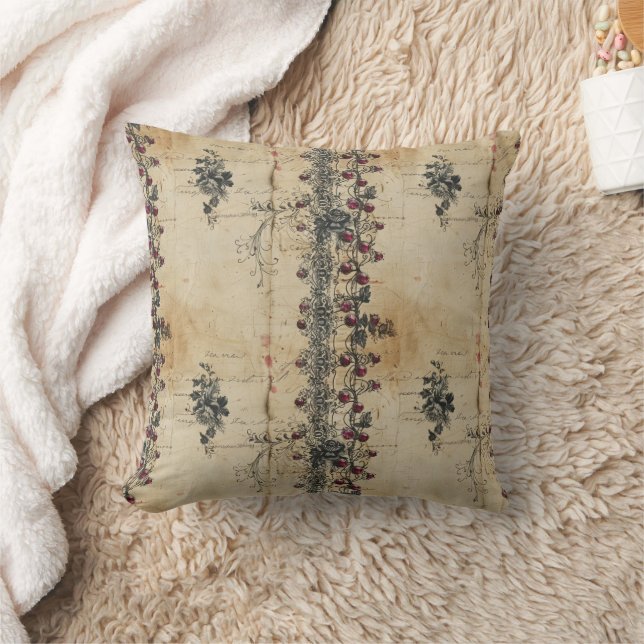 Victorian Ruby Lace Gothic Pattern (2) Cushion (Blanket)