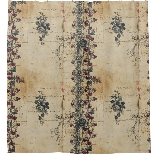 Victorian Ruby Lace Gothic Pattern (2) Shower Curtain (Front)