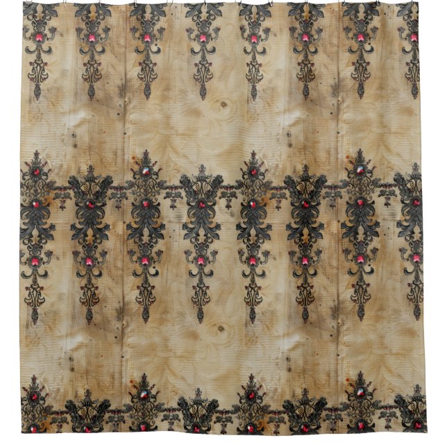 Victorian Ruby Lace Gothic Pattern (3) Shower Curtain (Front)