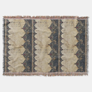 Victorian Ruby Lace Gothic Pattern (4) Throw Blanket