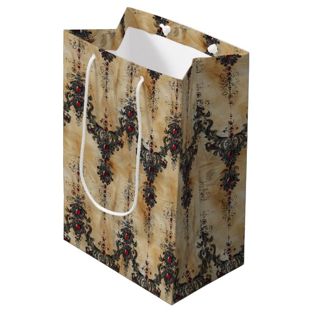 Victorian Ruby Lace Gothic Pattern (5) Medium Gift Bag (Front Angled)