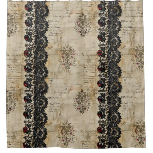 Victorian Ruby Lace Gothic Pattern (5) Shower Curtain