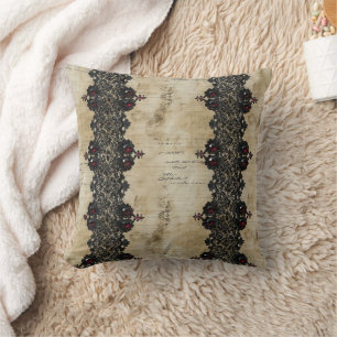Victorian Ruby Lace Gothic Pattern (6) Cushion