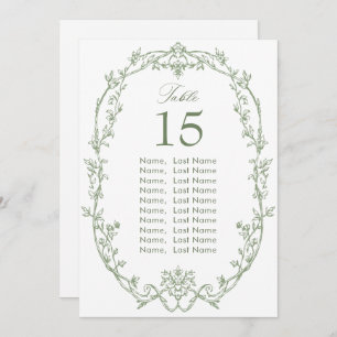 Victorian Sage Green Wedding Seating Chart Card