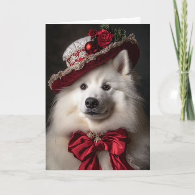Victorian Samoyed Christmas Holiday Card (Front)