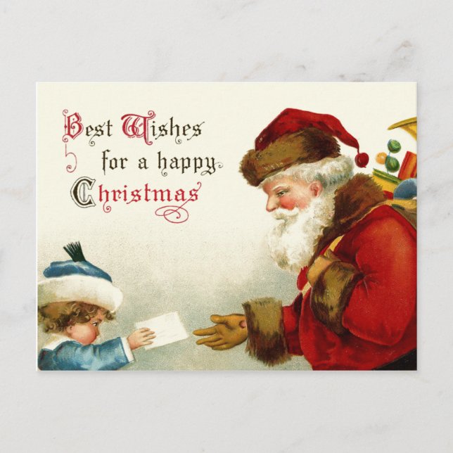 Victorian Santa and Child Holiday Postcard (Front)