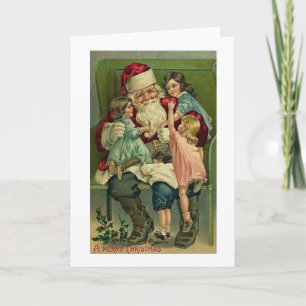 Victorian Santa and Children Christmas Card