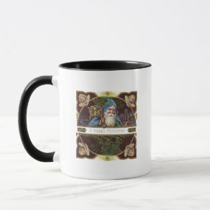 Victorian Santa Angels Blue Christmas Vintage Art Mug