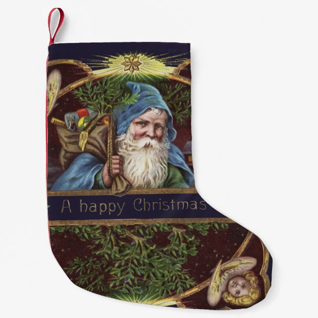 Victorian Santa Angels Christmas Antique Small Christmas Stocking (Front)