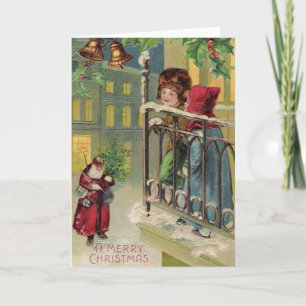 Victorian Santa Arrival Christmas Card