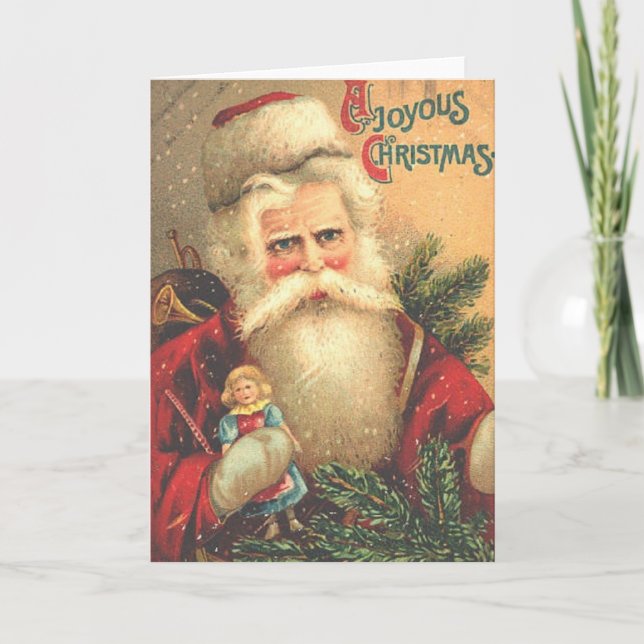 Victorian Santa Christmas Greeting Card (Front)