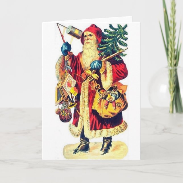 Victorian Santa Christmas Greeting / Note Card (Front)