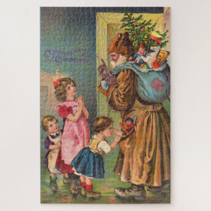 Victorian Santa Claus and children Merry Christmas Jigsaw Puzzle