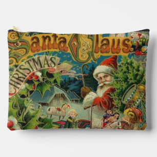 Victorian Santa Claus Christmas Collage Antique  Accessory Pouch
