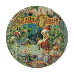 Victorian Santa Claus Christmas Collage Antique  Cutting Board