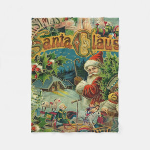 Victorian Santa Claus Christmas Collage Antique Fleece Blanket