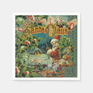 Victorian Santa Claus Christmas Collage Antique Napkin