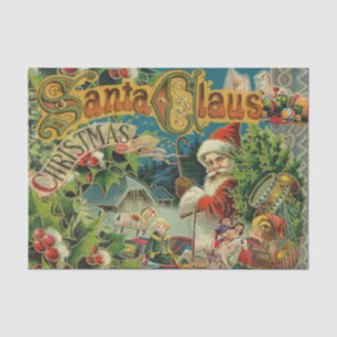 Victorian Santa Claus Christmas Collage Antique Tissue Paper