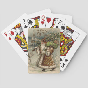 Victorian Santa Claus Christmas Tree Playing Cards