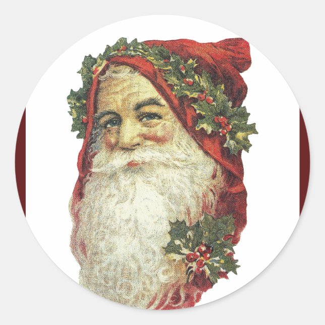 Victorian Santa Claus Classic Round Sticker (Front)