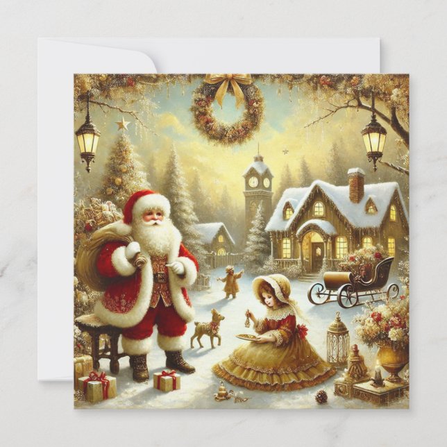 Victorian Santa Claus Holiday Card (Front)