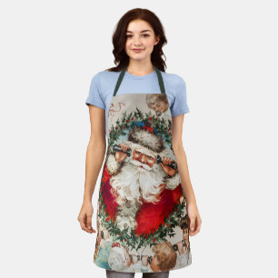 Victorian Santa Claus on Telephone with Children Apron