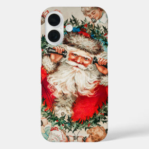 Victorian Santa Claus on Telephone with Children iPhone 16 Case