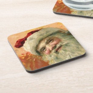 Victorian Santa Claus Portrait, Vintage Christmas Coaster