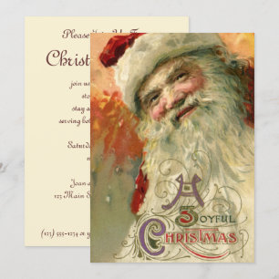 Victorian Santa Claus Portrait, Vintage Christmas Invitation