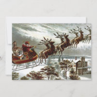 Victorian Santa Claus Reindeer and Sleigh