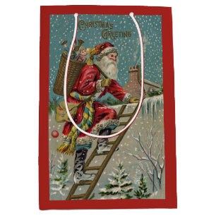 Victorian Santa Claus sends you a Christmas Greeti Medium Gift Bag