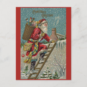 Victorian Santa Claus sends you a Christmas Greeti Postcard
